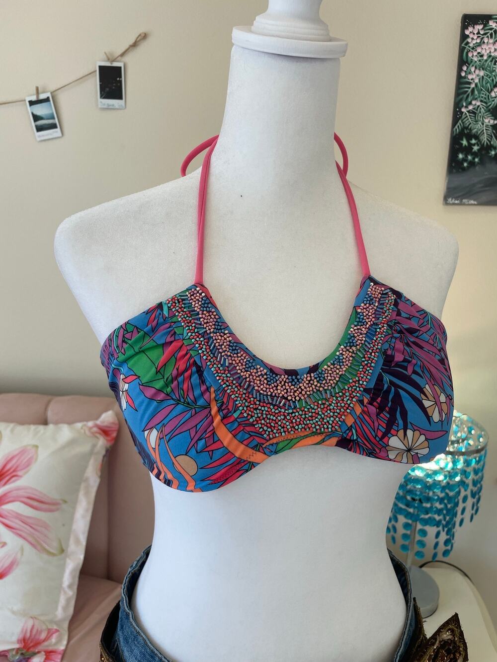 beaded vintage swim top